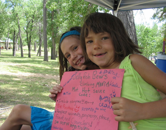 Campers name their cabins & decide on what they want out of the session.